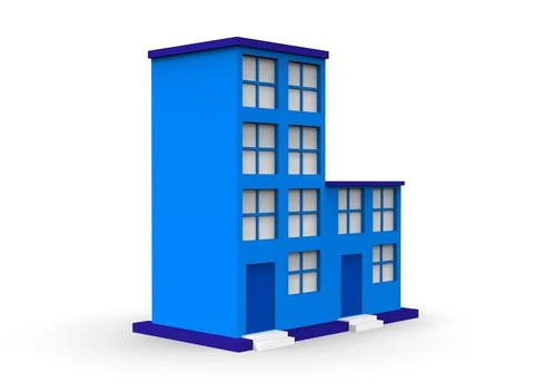 Isometric icon or infographic element representing low poly factory building, イラスト素材