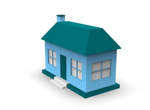 Isometric icon or infographic element representing low poly factory building, Stockillustratie