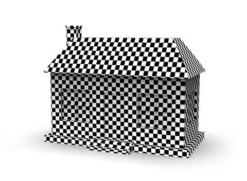 Isometric icon or infographic element representing low poly factory building, 스톡 일러스트