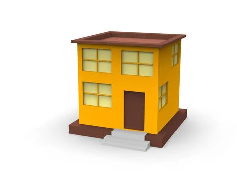 Isometric icon or infographic element representing low poly factory building, イラスト素材