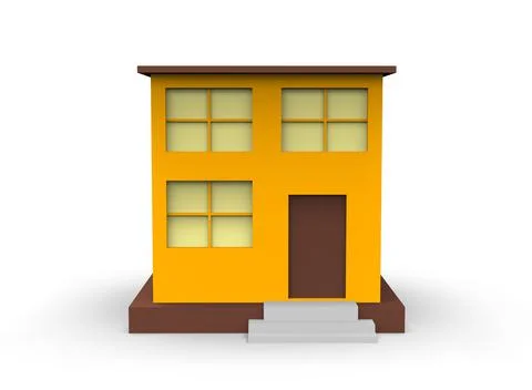Isometric icon or infographic element representing low poly factory building, 库存插图