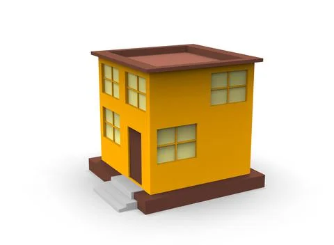 Isometric icon or infographic element representing low poly factory building, Illustrazione stock