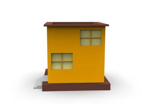 Isometric icon or infographic element representing low poly factory building, 스톡 일러스트