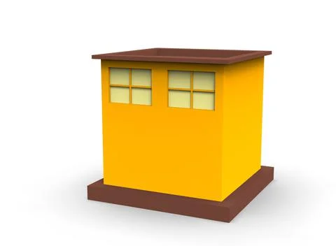 Isometric icon or infographic element representing low poly factory building, Иллюстрация