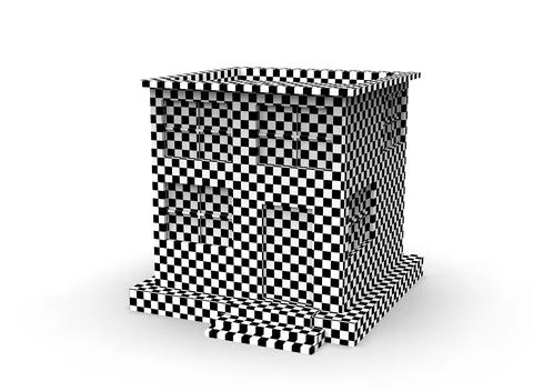 Isometric icon or infographic element representing low poly factory building, イラスト素材