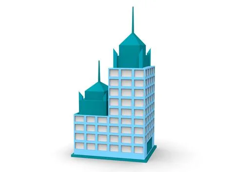 Isometric icon or infographic element representing low poly factory building, イラスト素材