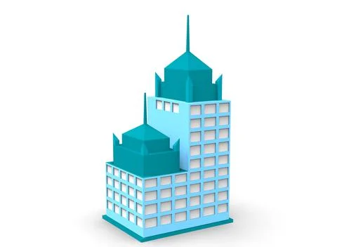 Isometric icon or infographic element representing low poly factory building, イラスト素材