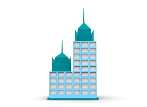 Isometric icon or infographic element representing low poly factory building, イラスト素材