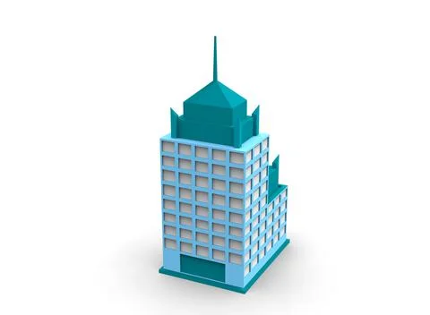 Isometric icon or infographic element representing low poly factory building, Illustrazione stock