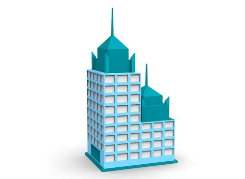 Isometric icon or infographic element representing low poly factory building, Illustrazione stock