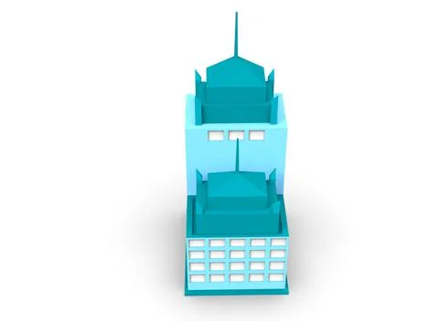 Isometric icon or infographic element representing low poly factory building, イラスト素材