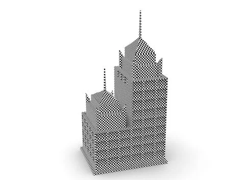 Isometric icon or infographic element representing low poly factory building, Иллюстрация