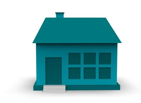 Isometric icon or infographic element representing low poly factory building, Stock-Illustration