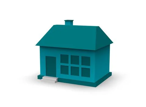 Isometric icon or infographic element representing low poly factory building, Stockillustratie