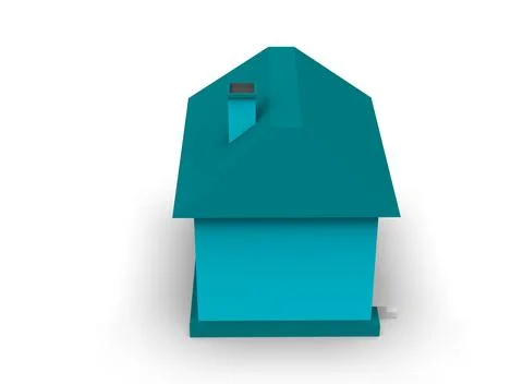 Isometric icon or infographic element representing low poly factory building, イラスト素材