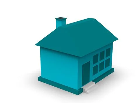 Isometric icon or infographic element representing low poly factory building, 스톡 일러스트