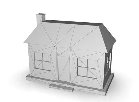 Isometric icon or infographic element representing low poly factory building, Illustrazione stock