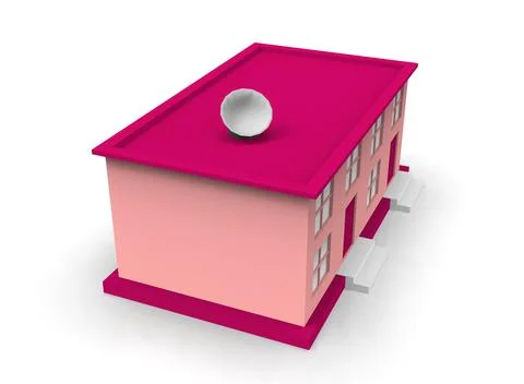 Isometric icon or infographic element representing low poly factory building, イラスト素材