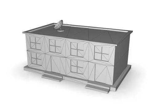 Isometric icon or infographic element representing low poly factory building, Illustrazione stock