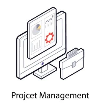 Isometric icon of project management Illustrazione stock