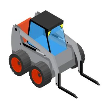 Isometric icon representing gray mini loader Stock Illustration
