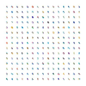 Isometric icon set for business technology and internet Stock Illustration