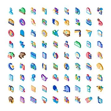 Isometric icon set for business technology and finance 스톡 일러스트