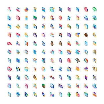Isometric icon set for business, various applications Stock Illustration