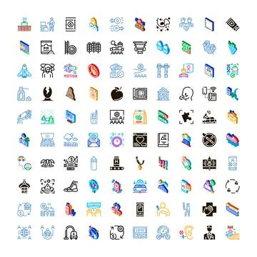 Isometric icon set covering various modern concepts Stock Illustration