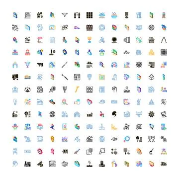 Isometric icon set creating business and technology patterns 스톡 일러스트