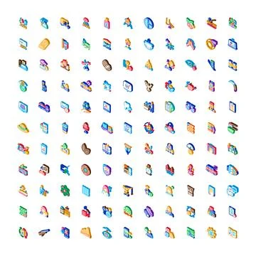 Isometric icon set depicting various services and professions 스톡 일러스트