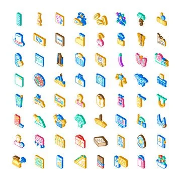 Isometric icon set developing diverse abstract concepts 库存插图