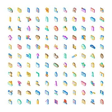 Isometric icon set developing diverse digital concepts 스톡 일러스트