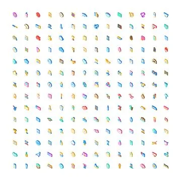Isometric icon set developing interface web design Illustrazione stock