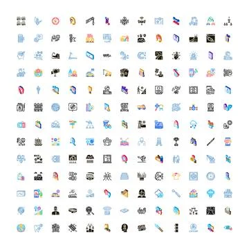 Isometric icon set developing various business and technology solutions Stock Illustration