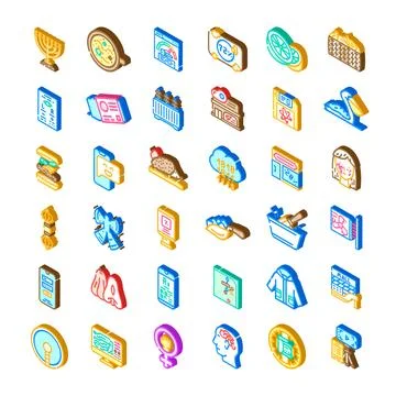 Isometric icon set developing various digital concepts 스톡 일러스트