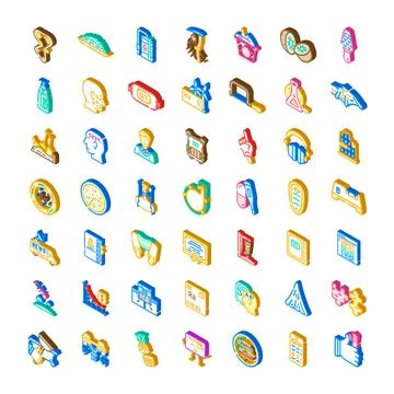 Isometric icon set developing various business concepts Stock Illustration