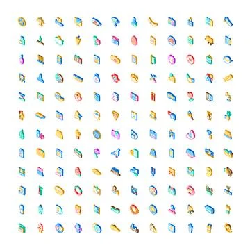 Isometric icon set developing website and mobile elements Stockillustratie
