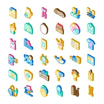 Isometric icon set diverse color graphic collection Illustrazione stock