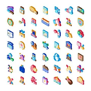 Isometric icon set diverse concepts and themes 스톡 일러스트