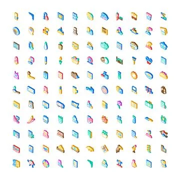 Isometric icon set diverse modern graphics collection Illustrazione stock