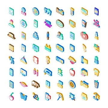 Isometric icon set diverse modern objects collection 스톡 일러스트