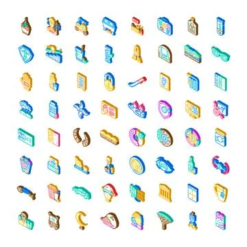Isometric icon set diverse objects symbols collection 스톡 일러스트