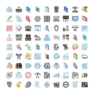 Isometric icon set illustrating modern business technology concepts Stock Illustration