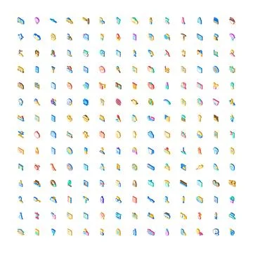 Isometric icon set illustrating technology tools and business objects イラスト素材