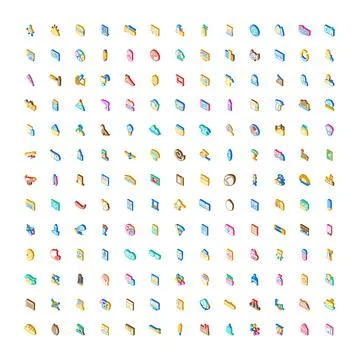 Isometric icon set illustrating various lifestyle travel business concepts Stock Illustration