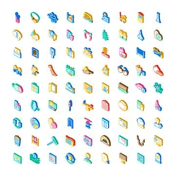 Isometric icon set illustrating various concepts and businesses 스톡 일러스트