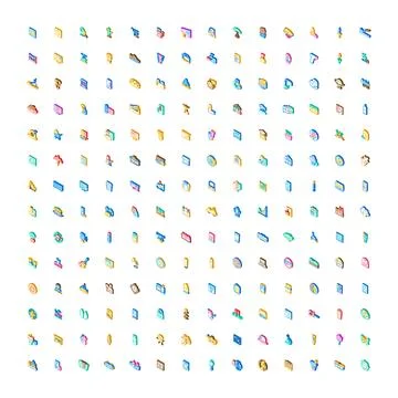 Isometric icon set illustrating various business and digital concepts Illustrazione stock