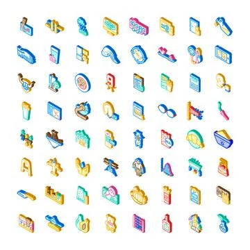 Isometric icon set illustrating various design elements Illustrazione stock