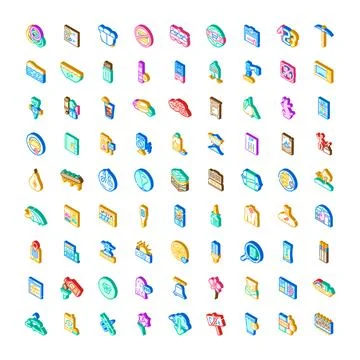 Isometric icon set with objects and symbols Ilustración de archivo